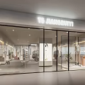 Fashion Clothing Store Glass Facade With Interior Displays Mannequins And Soft Lighting