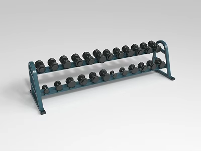 Sturdy Multi Tier Dumbbell Rack With Black Weights For Home Gym Training 3d model
