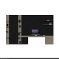 Modern Bookcase Design With Desk Computer And Wall Shelves Holding Books