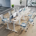 Modern Open Public Office Space With Ergonomic Chairs Desks And Computer Workstations 3d model