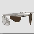 Modern Coffee Table With Marble Top And Gold Metal Base Design 3d model