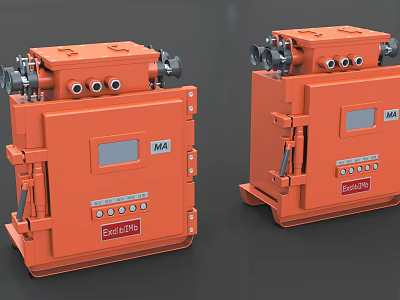 Orange BARDIC MA Certified Industrial Heavy Duty Control Box with Connectors and Interface 3d model