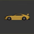 Yellow Sports Car With Black Roof And Rear Spoiler Modified Exterior Design And Aerodynamic Features