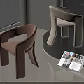 Modern Brown And Beige Velvet Single Chair In Contemporary Interior With Open Magazine