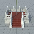 Traditional Flagpole Platform With Marble Railings Red Steps And Gray Tiled Ground