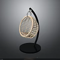 Bird Hanging Cage with Light Pink Woven Structure Black Stand and Circular Base