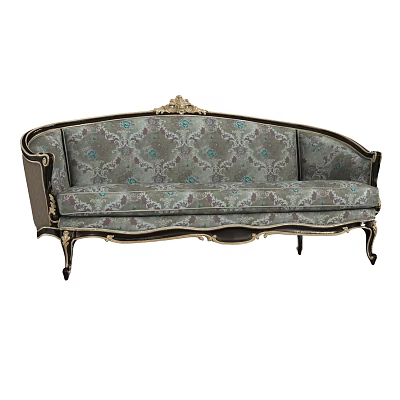 Classical Multi Seater Sofa With Ornate Carved Details And Floral Pattern Upholstery 3d model