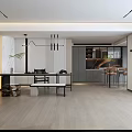Modern Office Interior With Large Windows City View Wooden Desk And Ergonomic Chair