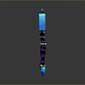 Enchanted Glowing Axe Weapon With Blue Glow Purple Stripes And Black Design