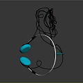 Blue Headphones with Silver Headband and Black Cable and Blue Ear Cushions Design