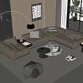 Modern Living Room Sofa And Coffee Table Set With Beige Sectional Pillows And Area Rug