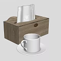 Modern Tissue Box Ornaments Coffee Cup 3d model