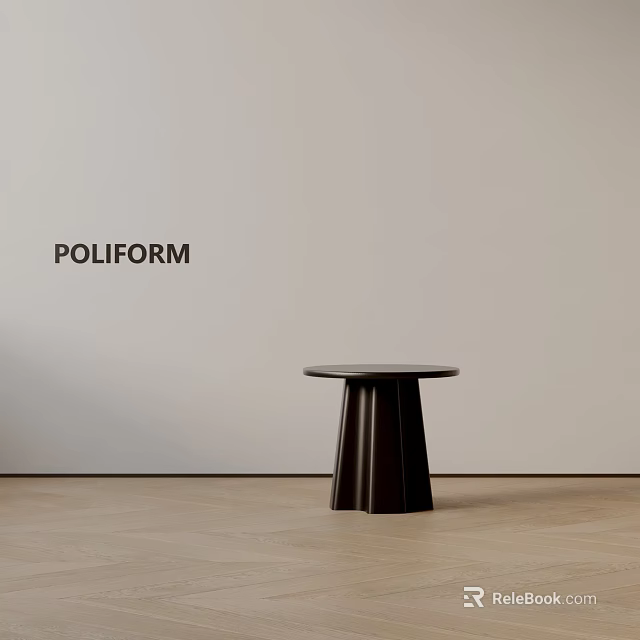 Poliform Modern Dark Colored Side Table With Round Top And Pedestal Design 3d model