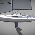 Eclipse Catamaran Sailboat With White Hull Black Sails YF 74005 Pontoons 3d model