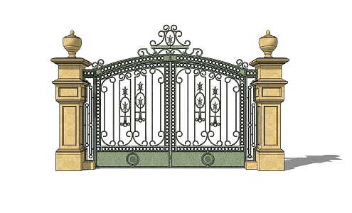 European gate wrought iron gate 3d model