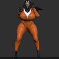 Anthropomorphic Wolf Character With Black Hair Red Eyes Tongue Out Sharp Claws And Orange Jacket