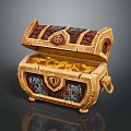 Open Vintage Decorative Treasure Chest With Gold Coins And Ornate Patterns