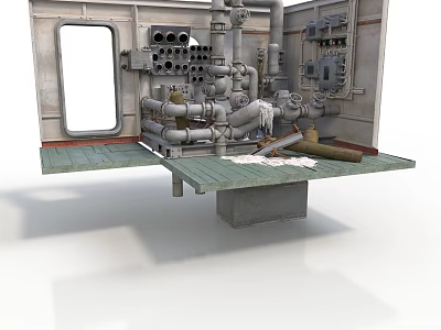 Industrial Equipment Setup In Factory With Pipes Valves And Control Panels 3d model