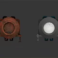 Two Industrial Machinery Units With Metallic Structure And Different Colors On Base Frame