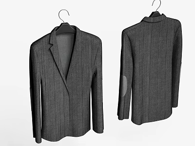 Gray Pinstriped Suit Jacket Front and Back View Hanging on Hanger 3d model