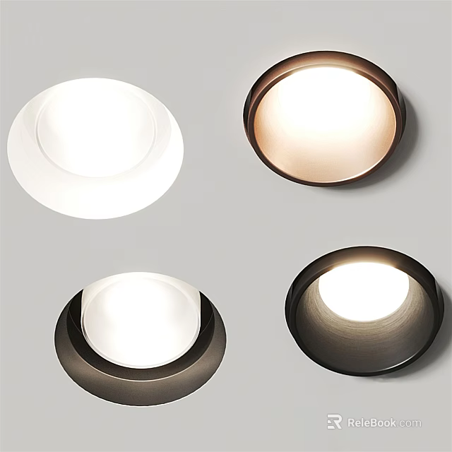 Modern Round Downlights And Spotlights With White And Dark Circular Design For Home Lighting 3d model 