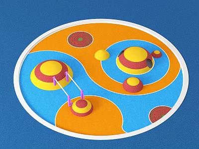 Colorful Garden Ornament With Blue Orange Background And Circular Spiral Patterns 3d model