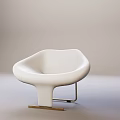 Modern White Single Sofa With Curved Design And Metal Base Support