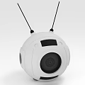 Modern White Spherical Projection Surveillance Camera With Dual Antennas And Lens
