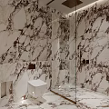 Elegant Modern Bathroom Interior With Marble Walls And Vanity Countertops