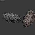 Two Natural Rockery Stones With Reddish Brown And Gray Color On Dark Background