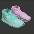 High Top Nike Sneakers in White and Light Blue with Logo Black Sole and Laces