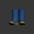 Stylish Blue Waterproof Rain Boots With Yellow Rubber Soles For Daily Wear