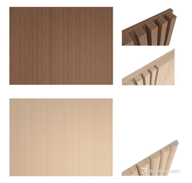 Wooden Room Dividers With Vertical Slat Design In Brown And Beige For Home Decoration 3d model 