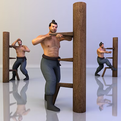 Modern game character strong man playing stakes 3d model
