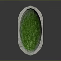 Natural Stone Bathtub With Cracked Surface And Green Interior Design