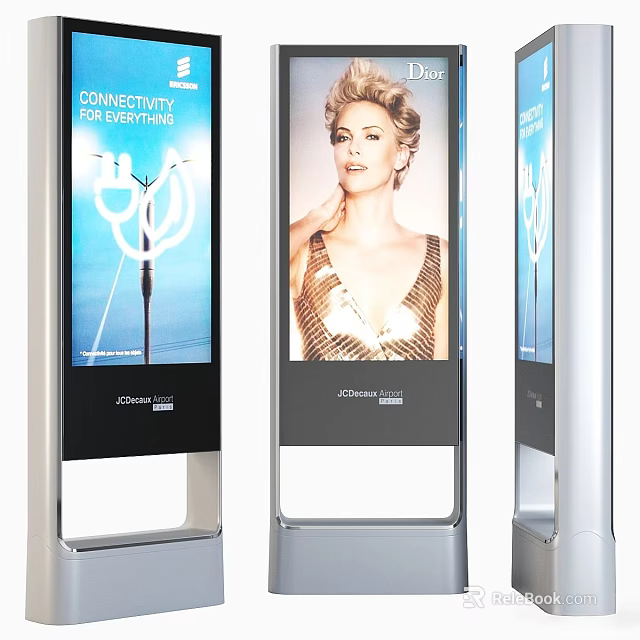 Public Facility Tall Standing Digital Advertising Displays With Modern Design 3d model 