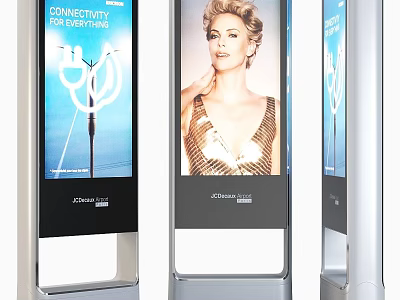 Public Facility Tall Standing Digital Advertising Displays With Modern Design 3d model