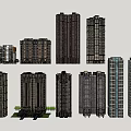 Various Modern High Rise Building Exteriors With Different Facade Designs And Structures 3d model