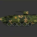 Military Tank With Camouflage Pattern Red Star Emblem Turret And Tracks Design