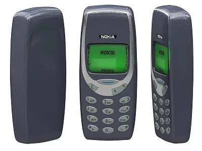 Nokia Mobile Phones Three Models From Different Angles With Brand Logo Keypad And Screen 3d model