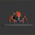 Detailed Red Mechanical Spider Character Design With Antennae 3D Model Platform Base 3d model