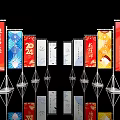 Various Colored Standing Billboards With Red Blue White Backgrounds And 2024 Text Patterns