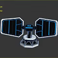 Modern NOR Tech Device With Symmetric Black Panels And Blue Illuminated Edges