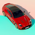 Red Sports Car With Sleek Design Black Roof And Alloy Wheels
