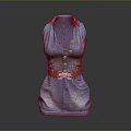 Stylish Blue Denim Sleeveless Dress With Brown Belt And Buttons