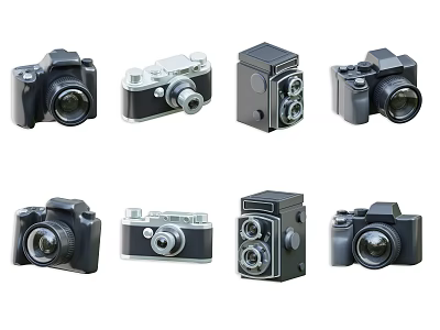 Various Digital Cameras Showcasing Different Models And Vintage Modern Styles 3d model