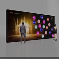 Interactive Check-in Event With Colorful Icons On Large Screen And Attendees 3d model