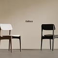 Modern Wooden Dining Chairs With White And Black Design On Beige Wall Background