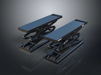 Black Industrial Hydraulic Lift Tables With Heavy Duty Steel Frame And Flat Platform 3d model