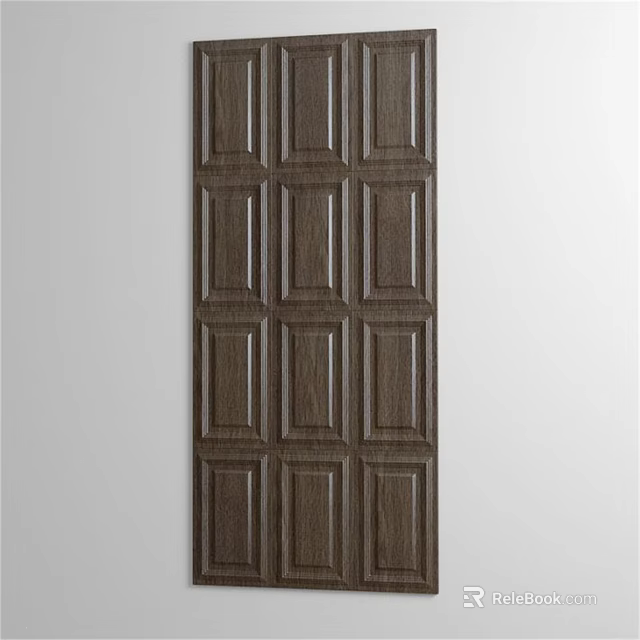 Wooden Sculpture Carving with Regular Square Patterns on Decorative Panel Detailed Craftsmanship 3d model 